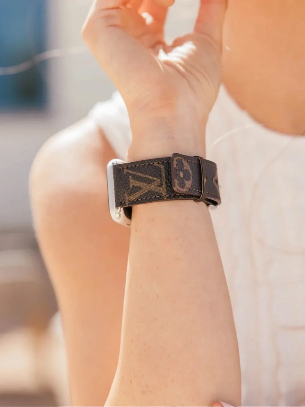 Louis Vuitton Monogram Brown Leather Smartwatch Band